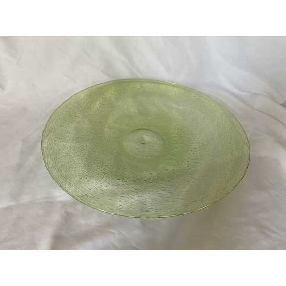 Hand Blown Bubble Glass Light Green Round 12 3/4" Serving Platter - Picture 4 of 7